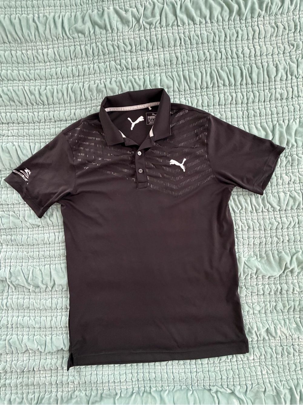 Puma Men’s Black Polo with White Logo-Large
